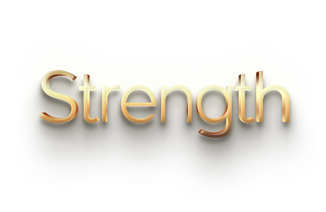 WORD STRENGTH gold 3D text effects art typography PNG images free